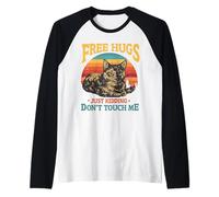 Gratis Carey Cat Hugs Just Kidding Dont Touch Me Camiseta Manga Raglan