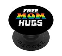 Gratis Mamá Abrazos Rainbow LGBT Gay Orgulloso Aliado Feliz Mes del Orgullo PopSockets PopGrip Adhesivo