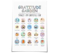 Gratitude Garden, Mental Health Wall-Art for Room, Mindfulness Chart for Classroom Decor, Encouraging Thankful Habits(Framed,12x18inch(30x45cm))
