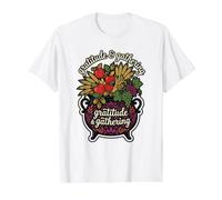 Gratitude & Gathering Cosecha Abundancia otoñal Acción de Gracias Camiseta gráfica económica, Hombre, Blanco, L