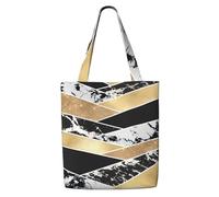 GrAtka Arte geométrico moderno de mármol con brillo dorado, negro y blanco，Bolsas de supermercado reutilizables, bolsas de compras, bolsas de lona de gran capacidad, bolso de hombro