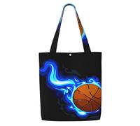 GrAtka Baloncesto en llamas，Bolsas de supermercado reutilizables, bolsas de compras, bolsas de lona de gran capacidad, bolso de hombro