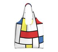 GRatka Bloques de Mondrian,Bolsas de mano reutilizables, bolsas de supermercado, bolso de hombro de lona de gran capacidad