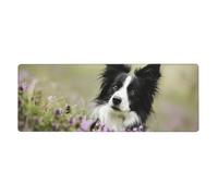 GRatka Border Collie Césped Negro Border Collie Mascotas,Alfombrilla de ratón Grande para Escritorio, Teclado de Ordenador, Base de Goma Antideslizante, 30 x 80 cm