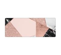 GRatka Brillo Dorado Rosa, mármol Blanco y Negro geométrico,Alfombrilla de ratón Grande para Escritorio, Teclado de Ordenador, Base de Goma Antideslizante, 30 x 80 cm