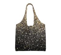 GrAtka Brillo negro y dorado,Bolsas de mano reutilizables, bolsas de supermercado, bolso de hombro de lona de gran capacidad