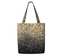 GrAtka Brillo negro y dorado，Bolsas de supermercado reutilizables, bolsas de compras, bolsas de lona de gran capacidad, bolso de hombro
