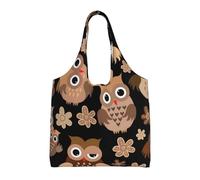 GrAtka Búho lindo,Bolsas de mano reutilizables, bolsas de supermercado, bolso de hombro de lona de gran capacidad