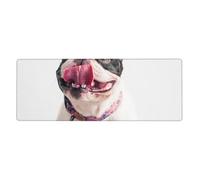 GRatka Bulldog francés, Perro Curioso y Feliz,Alfombrilla de ratón Grande para Escritorio, Teclado de Ordenador, Base de Goma Antideslizante, 30 x 80 cm