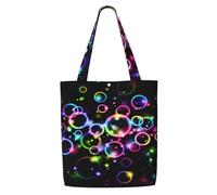 GrAtka Burbujas de arcoíris，Bolsas de supermercado reutilizables, bolsas de compras, bolsas de lona de gran capacidad, bolso de hombro