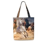 GrAtka Caballo corriendo en el desierto，Bolsas de supermercado reutilizables, bolsas de compras, bolsas de lona de gran capacidad, bolso de hombro