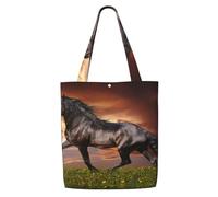 GrAtka Caballo corriendo en la pradera，Bolsas de supermercado reutilizables, bolsas de compras, bolsas de lona de gran capacidad, bolso de hombro
