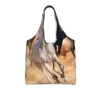 GrAtka Caballo salvaje corriendo contra una tormenta de arena,Bolsas de mano reutilizables, bolsas de supermercado, bolso de hombro de lona de gran capacidad