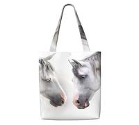 GrAtka Caballos blancos，Bolsas de supermercado reutilizables, bolsas de compras, bolsas de lona de gran capacidad, bolso de hombro