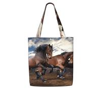 GrAtka Caballos corriendo，Bolsas de supermercado reutilizables, bolsas de compras, bolsas de lona de gran capacidad, bolso de hombro