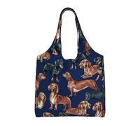 GrAtka Cachorro de perro salchicha,Bolsas de mano reutilizables, bolsas de supermercado, bolso de hombro de lona de gran capacidad