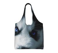 GrAtka Cachorro husky,Bolsas de mano reutilizables, bolsas de supermercado, bolso de hombro de lona de gran capacidad