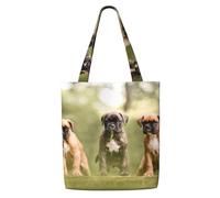 GrAtka Cachorros de perro boxer, mascotas y perros de familia，Bolsas de supermercado reutilizables, bolsas de compras, bolsas de lona de gran capacidad, bolso de hombro