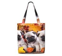 GrAtka Cachorros Pug，Bolsas de supermercado reutilizables, bolsas de compras, bolsas de lona de gran capacidad, bolso de hombro