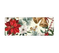 GRatka Campana navideña Floral de Pascua,Alfombrilla de ratón Grande para Escritorio, Teclado de Ordenador, Base de Goma Antideslizante, 30 x 80 cm
