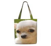 GrAtka Cara de perro chihuahua blanca，Bolsas de supermercado reutilizables, bolsas de compras, bolsas de lona de gran capacidad, bolso de hombro