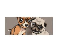 GRatka Chihuahua Bulldog Lindo Perro Pug Mascota Animal Amigos Cachorro Beige,Alfombrilla de ratón Grande para Escritorio, Teclado de Ordenador, Base de Goma Antideslizante, 30 x 80 cm