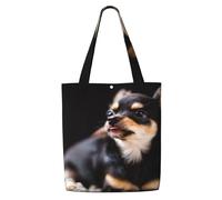 GrAtka Chihuahua perro lindo，Bolsas de supermercado reutilizables, bolsas de compras, bolsas de lona de gran capacidad, bolso de hombro