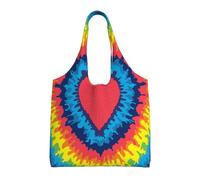 GrAtka Corazón amor arcoíris tie dye,Bolsas de mano reutilizables, bolsas de supermercado, bolso de hombro de lona de gran capacidad