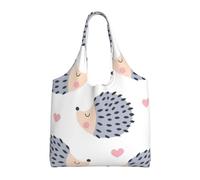 GRatka Corazón de erizo kawaii,Bolsas de mano reutilizables, bolsas de supermercado, bolso de hombro de lona de gran capacidad