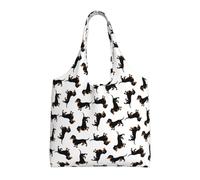 GrAtka Dachshunds de pelo liso negro y fuego,Bolsas de mano reutilizables, bolsas de supermercado, bolso de hombro de lona de gran capacidad