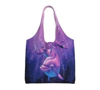GrAtka Delfines animales,Bolsas de mano reutilizables, bolsas de supermercado, bolso de hombro de lona de gran capacidad