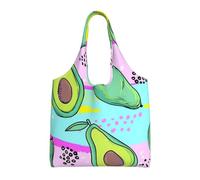 GrAtka Dibujo colorido a mano de un aguacate,Bolsas de mano reutilizables, bolsas de supermercado, bolso de hombro de lona de gran capacidad
