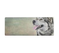 GRatka Dibujo de un Retrato de un Perro Malamute de Alaska,Alfombrilla de ratón Grande para Escritorio, Teclado de Ordenador, Base de Goma Antideslizante, 30 x 80 cm