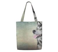 GrAtka Dibujo de un retrato de un perro malamute de Alaska，Bolsas de supermercado reutilizables, bolsas de compras, bolsas de lona de gran capacidad, bolso de hombro