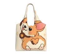 GrAtka Dibujos animados lindo perro corgi trasero,Bolsas de mano reutilizables, bolsas de supermercado, bolso de hombro de lona de gran capacidad