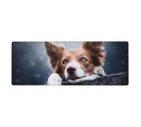 GRatka Dios Bokeh de Border Collie Marrón con Ojos Amarillos,Alfombrilla de ratón Grande para Escritorio, Teclado de Ordenador, Base de Goma Antideslizante, 30 x 80 cm