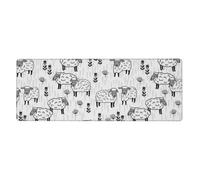GRatka Diseño de Animales de Granja de ovejas Grises y Blancas,Alfombrilla de ratón Grande para Escritorio, Teclado de Ordenador, Base de Goma Antideslizante, 30 x 80 cm