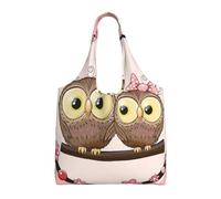 GrAtka Dos lindos búhos de dibujos animados,Bolsas de mano reutilizables, bolsas de supermercado, bolso de hombro de lona de gran capacidad