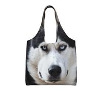 GrAtka El perro con cara guapa de Husky es divertido,Bolsas de mano reutilizables, bolsas de supermercado, bolso de hombro de lona de gran capacidad