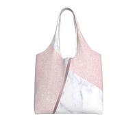 GrAtka Elegante brillo femenino en oro rosa y mármol blanco,Bolsas de mano reutilizables, bolsas de supermercado, bolso de hombro de lona de gran capacidad