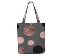 GrAtka Elegantes círculos negros de imitación oro rosa ruborizado，Bolsas de supermercado reutilizables, bolsas de compras, bolsas de lona de gran capacidad, bolso de hombro