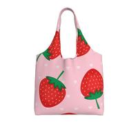 GrAtka Estampado de fresa rosa kawaii,Bolsas de mano reutilizables, bolsas de supermercado, bolso de hombro de lona de gran capacidad