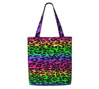 GrAtka Estampado de leopardo arcoíris，Bolsas de supermercado reutilizables, bolsas de compras, bolsas de lona de gran capacidad, bolso de hombro