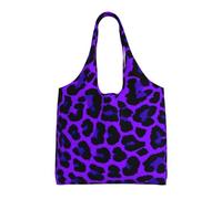 GrAtka Estampado de leopardo morado,Bolsas de mano reutilizables, bolsas de supermercado, bolso de hombro de lona de gran capacidad