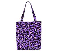 GrAtka Estampado de leopardo morado y rosa，Bolsas de supermercado reutilizables, bolsas de compras, bolsas de lona de gran capacidad, bolso de hombro