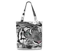 GrAtka Estampado de tigre blanco y negro，Bolsas de supermercado reutilizables, bolsas de compras, bolsas de lona de gran capacidad, bolso de hombro