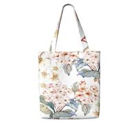 GrAtka Flor Acuarela Pastel Botánico Rosa，Bolsas de supermercado reutilizables, bolsas de compras, bolsas de lona de gran capacidad, bolso de hombro