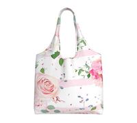 GrAtka Flores rosas rosadas,Bolsas de mano reutilizables, bolsas de supermercado, bolso de hombro de lona de gran capacidad