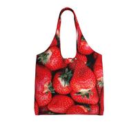 GrAtka Fresa roja,Bolsas de mano reutilizables, bolsas de supermercado, bolso de hombro de lona de gran capacidad