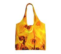 GrAtka Fuego y llamas,Bolsas de mano reutilizables, bolsas de supermercado, bolso de hombro de lona de gran capacidad
